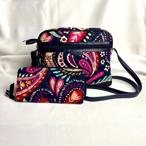 Beautiful Vera Bradley Painted Paisley Crossbody Purse and Matching Wallet